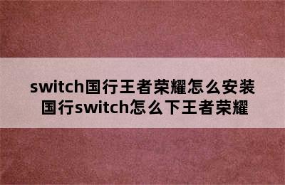 switch国行王者荣耀怎么安装 国行switch怎么下王者荣耀